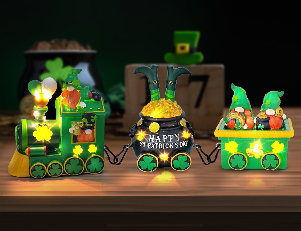 St Patricks Day Decorations, Lighted St Patricks Day Gnomes Decor, Saint Patrick Decorations